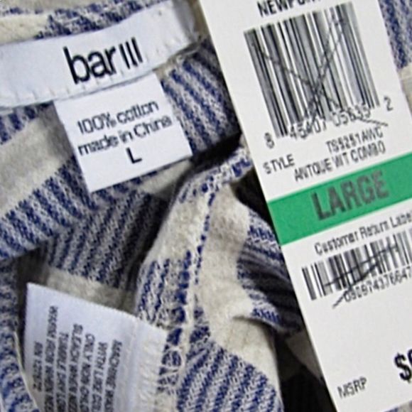 Women’s BAR III Newport Blue and White Striped Sleeveless Tank Top Dress Size L - Picture 3 of 3